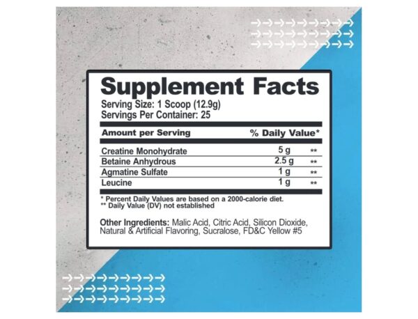 Pure Gains Supplemtn facts label