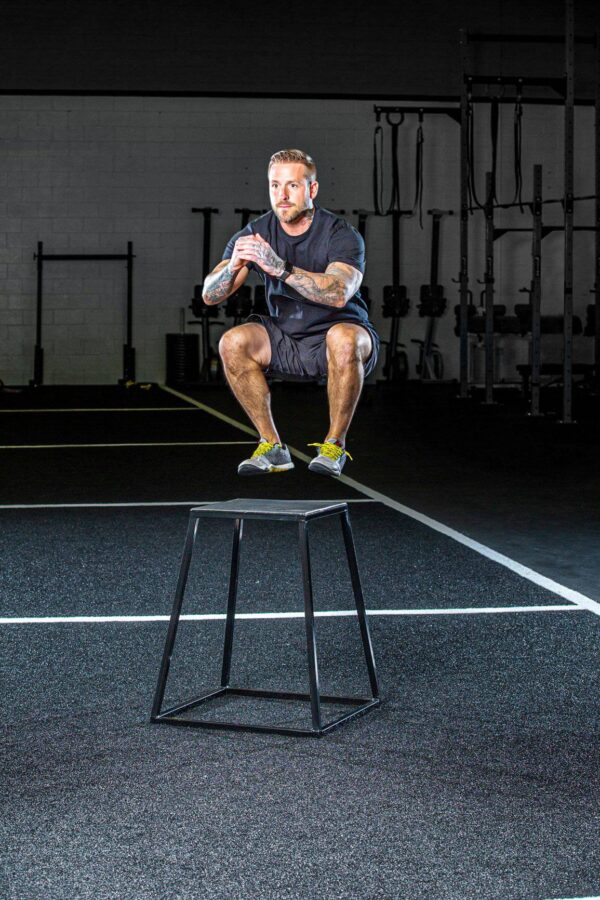 steel plyo boxes – heavy duty plyometric jump platforms with anti slip rubber top – available in 12", 18", and 24" heights – stackable, stable, built for strength and conditioning