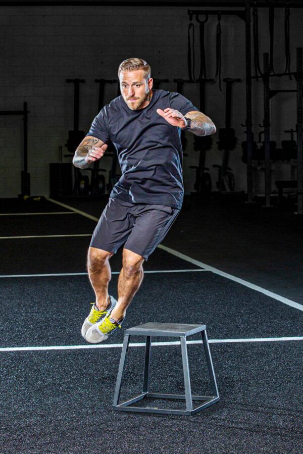 steel plyo boxes – heavy duty plyometric jump platforms with anti slip rubber top – available in 12", 18", and 24" heights – stackable, stable, built for strength and conditioning